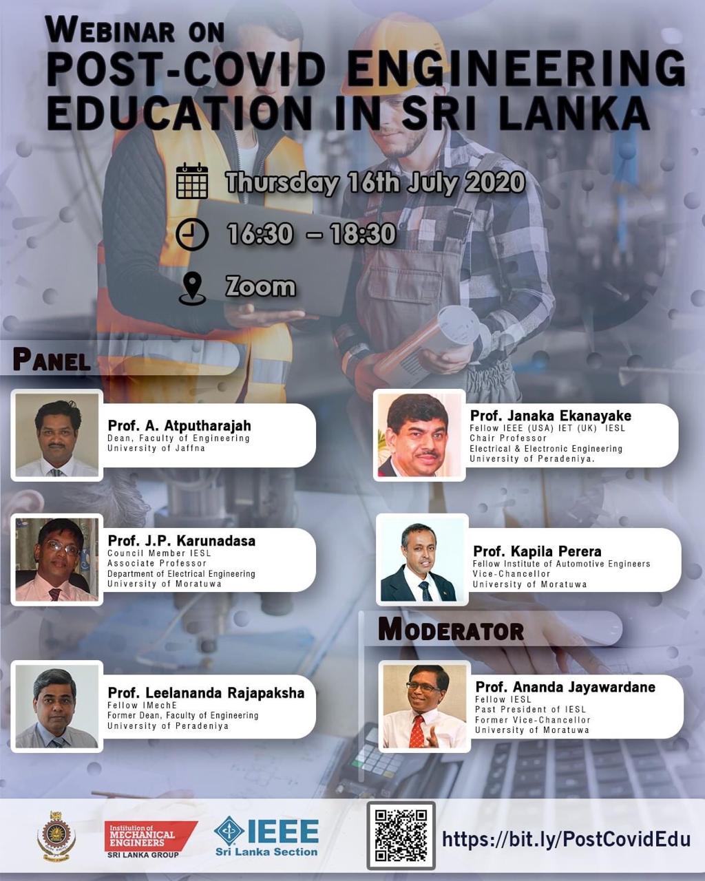[Webinar] POST-COVID ENGINEERING EDUCATION IN SRI LANKA